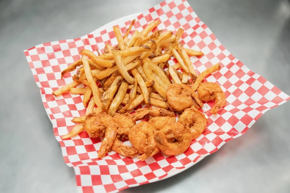 Fried shrimp and fries