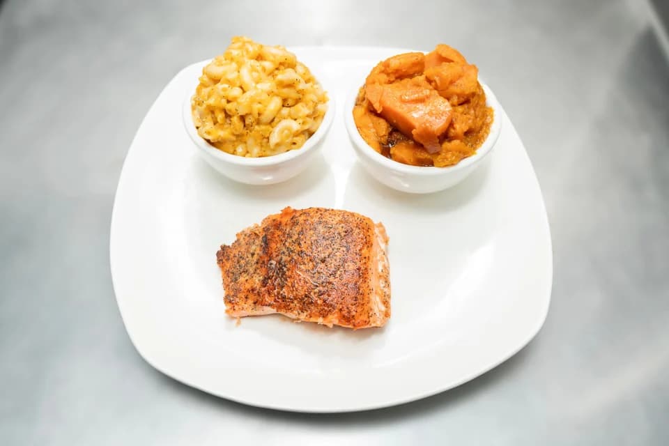 Honey glaze salmon with sides