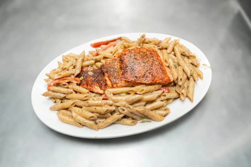 Salmon Rasta pasta